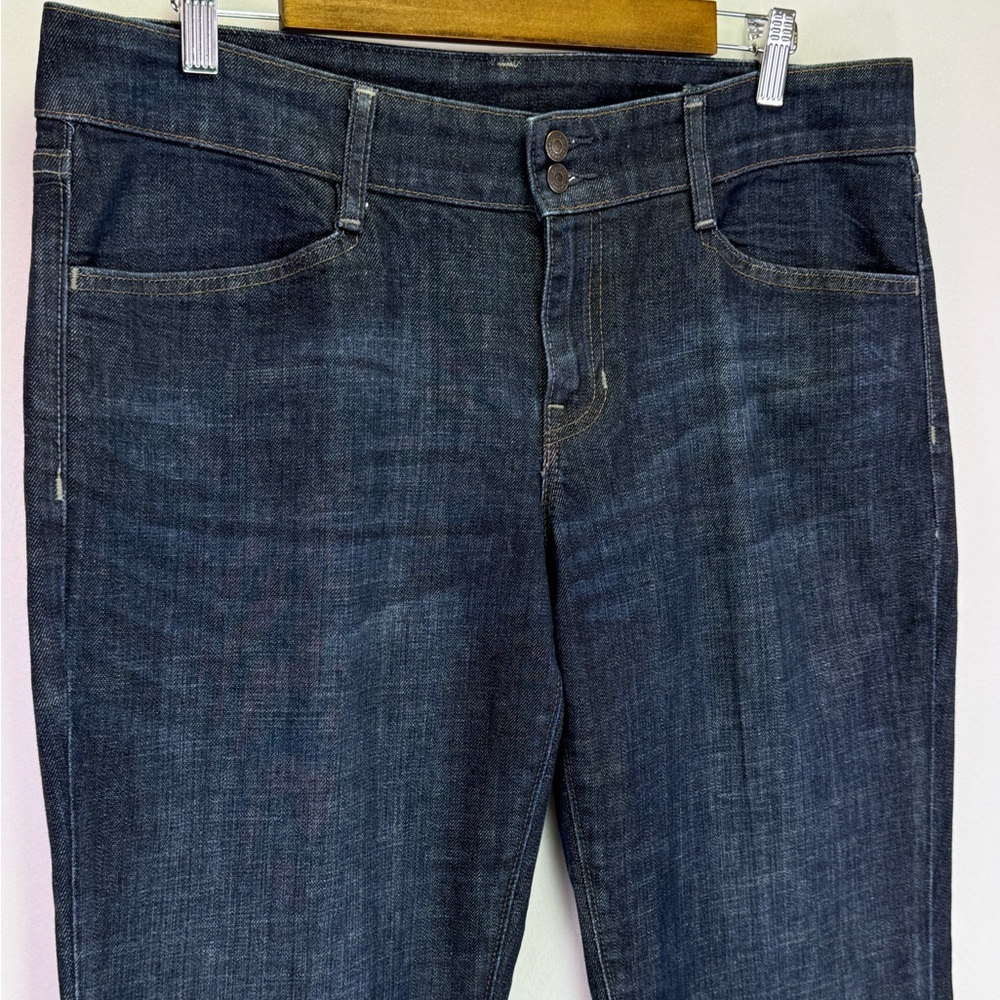 Gap Women's Curvy Flare Long Dark Blue Denim Stretch Jeans Size 12L - Picture 2 of 7